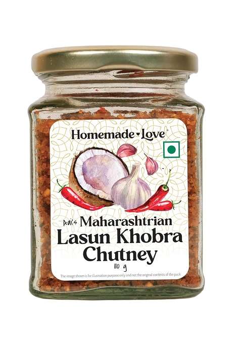 Homemade Love Lasun Khobra Chutney (110G) | Dry Garlic Coconut Powder Authentic Maharashtrian Roasted (Lahsun) & (Khobra) Blend No Artificial Preservatives