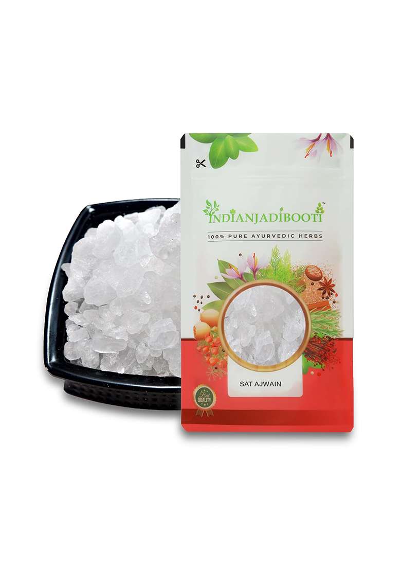 Indianjadibooti Sat Ajwain (Thymol) Crystals Premium Grade | Trachyspermum Ammi (Ajwain) |100% Natural Ayurvedic Extract 50G Pack - Indya