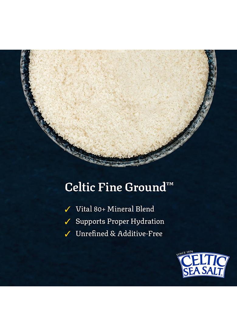 Celtic Sea Salt Salt, Fine Ground Mineral 8 Ounce Resealable Bag, Unrefined, Vital Minerals, Family Founded Since 1976.