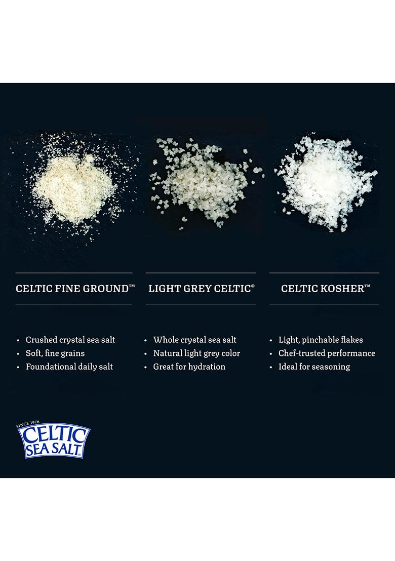 Celtic Sea Salt Salt, Fine Ground Mineral 8 Ounce Resealable Bag, Unrefined, Vital Minerals, Family Founded Since 1976.