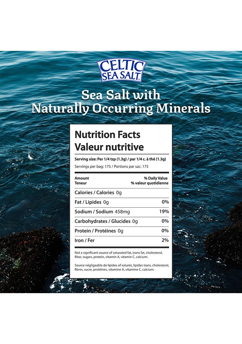 Celtic Sea Salt Salt, Fine Ground Mineral 8 Ounce Resealable Bag, Unrefined, Vital Minerals, Family Founded Since 1976.