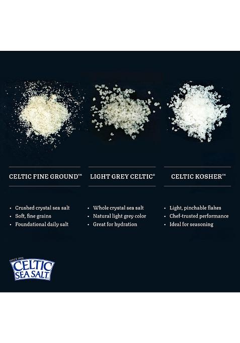 Celtic Sea Salt Salt, Fine Ground Mineral 8 Ounce Resealable Bag, Unrefined, Vital Minerals, Family Founded Since 1976.