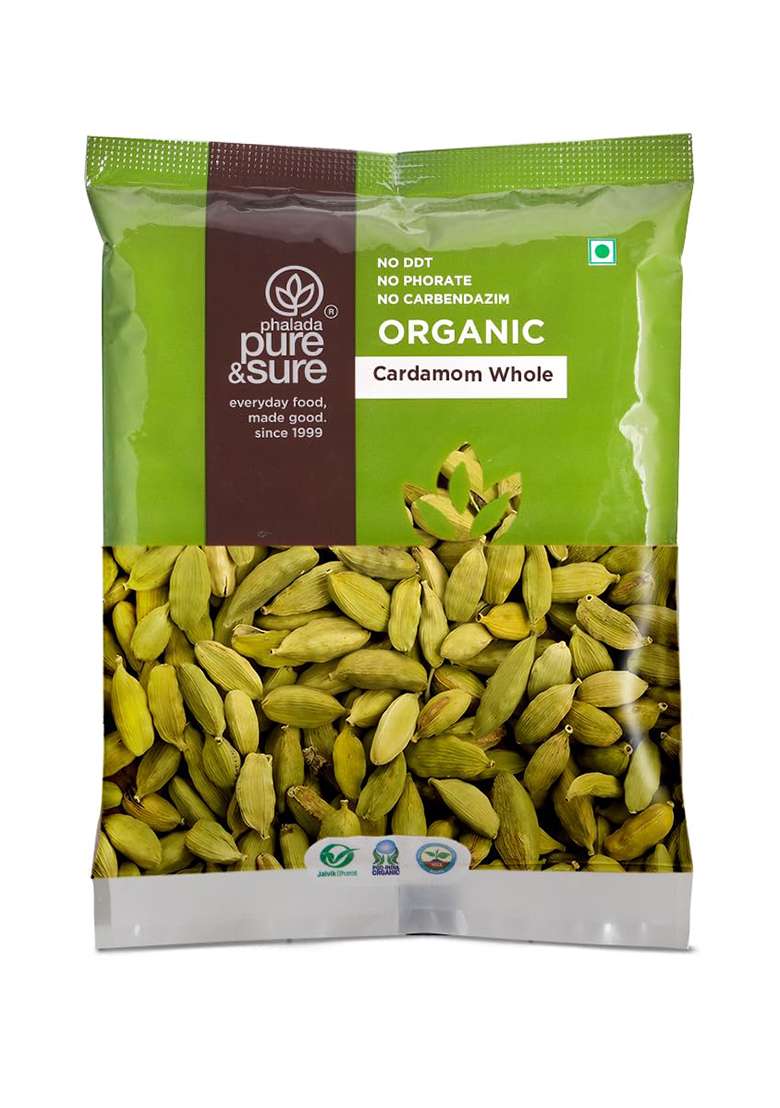 Phalada Pure & Sure Organic Cardamom (Elaichi) 50G | 100% Natural Elaichi Sabut Rich In Flavour Aroma No Artificial Color, Preservatives - Indya