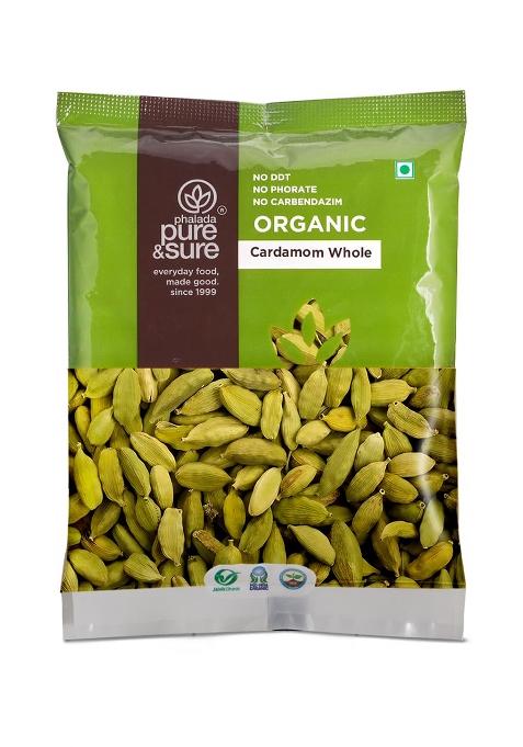 Phalada Pure & Sure Organic Cardamom (Elaichi) 50G | 100% Natural Elaichi Sabut Rich In Flavour Aroma No Artificial Color, Preservatives
