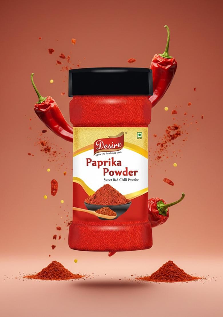 Desire Paprika Powder 100 Gram | 100% Pure No Artificial Colours, Flavours, Fillers Or Preservatives |Garnish, Season, Make Spice Rubs Marinades