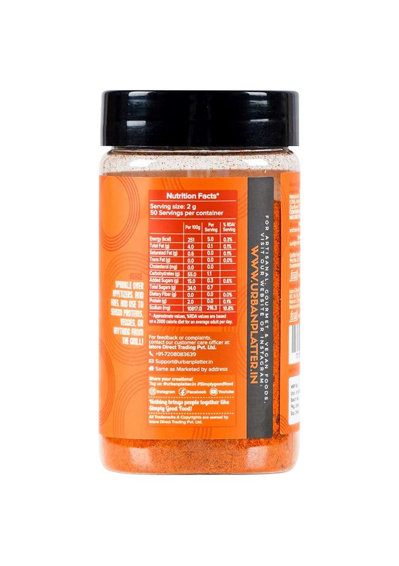 Urban Platter Jain Peri Seasoning, 100G (Signature African-Style Spice Blend | Onion & Garlic- Free Great For Fries, Popcorn, Makhanas Marinades) - Indya