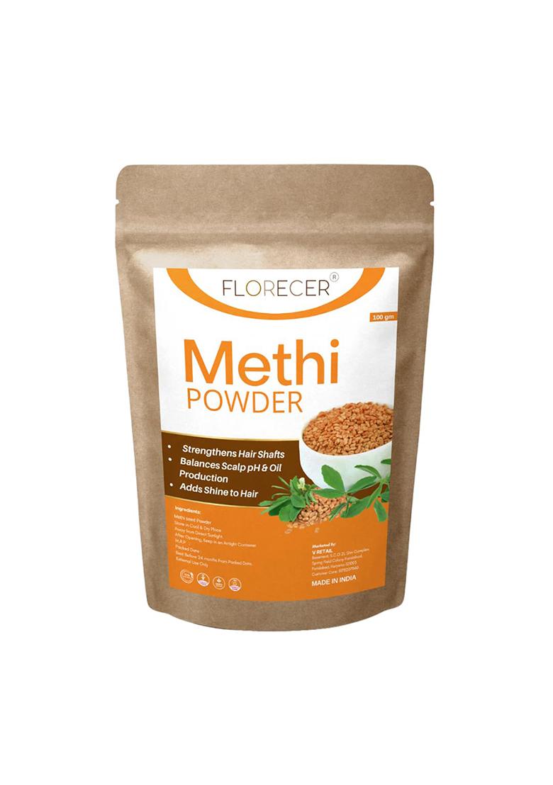 Florecer Organic Methi Powder For Hair | Fenugreek Seeds Powder- 100 Gram, Brown