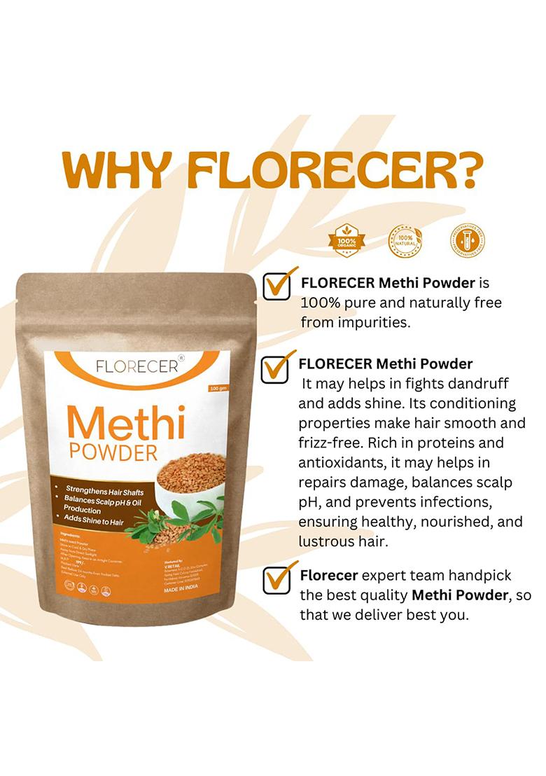 Florecer Organic Methi Powder For Hair | Fenugreek Seeds Powder- 100 Gram, Brown
