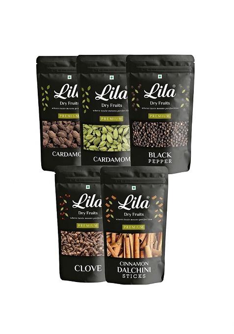 Ldf 5 Spices Combo (50 Grams X 5) Black Pepper, Cardamom, Green Cloves & Cinnamon Sticks | Traditional Indian Whole Spice Pack Khada Masala Perfect For Gifting