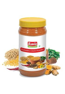 Ravis Kulambu Chilli Powder Pet Jar | South Indian Curry Masala Blend 100% Vegetarian No Artificial Colors Or Preservatives Farm Fresh Ingredients For Authentic Taste & Flavor - 500G