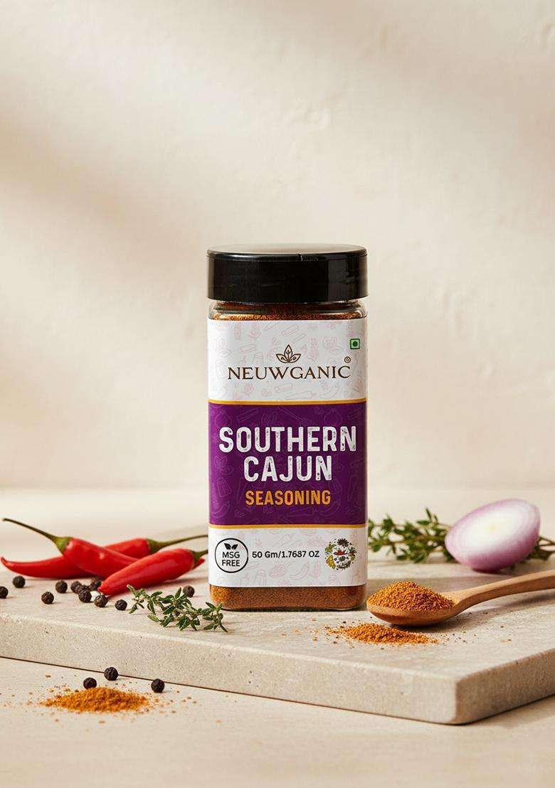 Neuwganic - Southern Cajun Seasoning Powder Bold & Spicy Sprinkler For Cooking Grilling Ideal Meats, Fries, Popcorn, Seafood, Vegetables, Marinades Dips 50 Gm - Indya