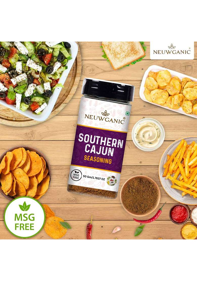 Neuwganic - Southern Cajun Seasoning Powder Bold & Spicy Sprinkler For Cooking Grilling Ideal Meats, Fries, Popcorn, Seafood, Vegetables, Marinades Dips 50 Gm - Indya