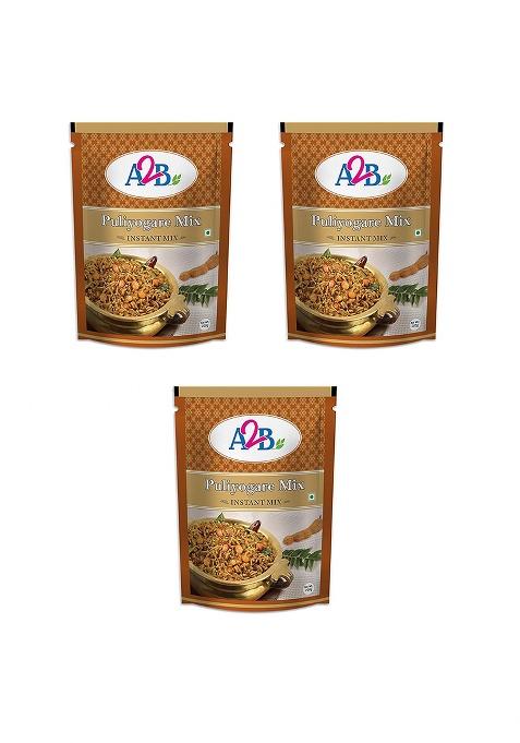 Adyar Anand Bhavan Sweets And Snacks A2B Puliyogare Tamarind Rice Mix (3 X 200 G)