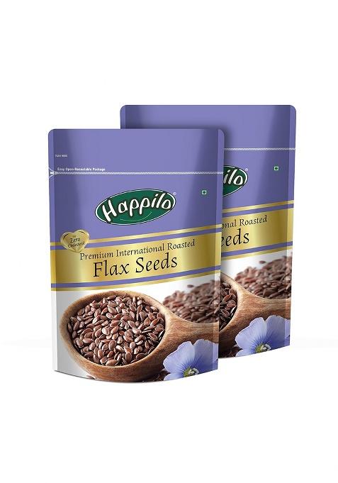 Happilo Premium Authentic Flax Seeds Roasted 250G (Pack Of 2) | Omega-3, Protein & Fiber Alsi For Hair Growth, Weight Management Diet