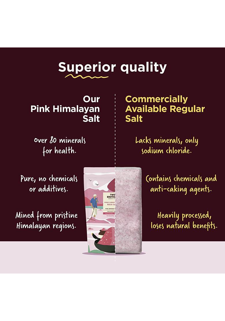 Two Brothers Organic Farms Pink Himalayan Rock Salt (1Kg) Naturally Rich In Minerals | Unprocessed, Additive-Free Packed With Iron, Copper, Zinc & Manganese A Healthier Alternative For Cooking