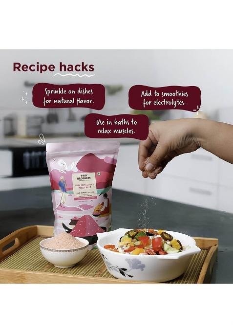 Two Brothers Organic Farms Pink Himalayan Rock Salt (1Kg) Naturally Rich In Minerals | Unprocessed, Additive-Free Packed With Iron, Copper, Zinc & Manganese A Healthier Alternative For Cooking