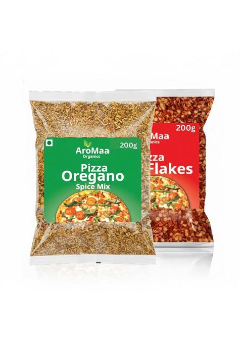 Aromaa Organics Refill Pack Pizza Oregano Seasoning And Chilli Flakes Combo Pack, 200G Each