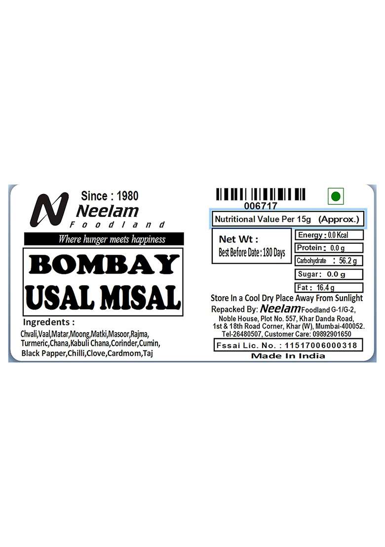 Neelam Foodland Bombay Usal Misal, 500G - Indya