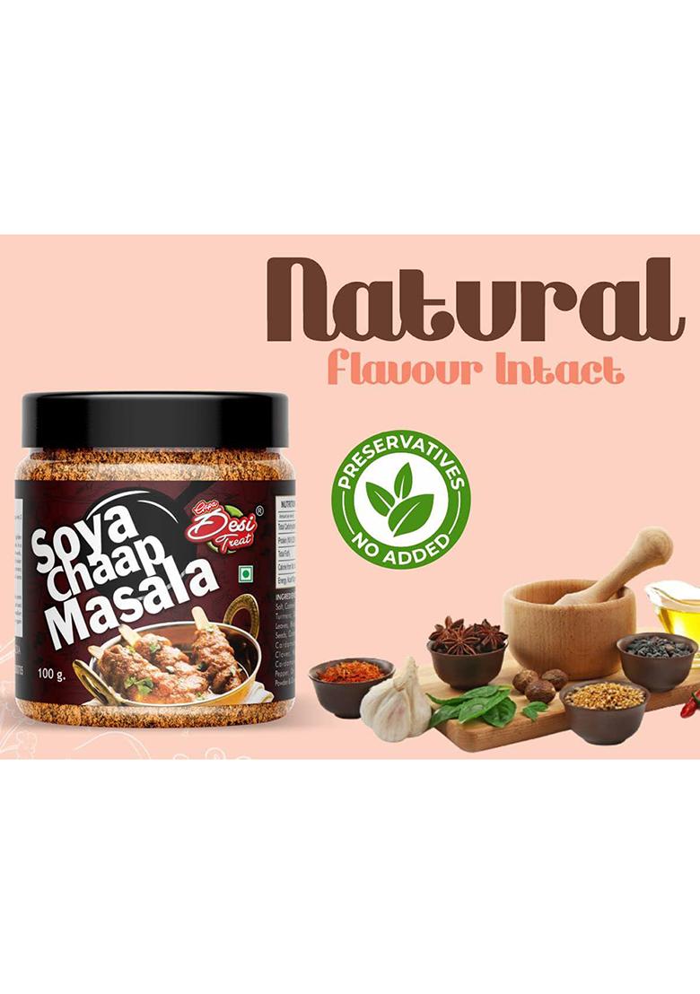 Desi Treat Soya Chaap Masala | Authentic Indian Spice Blend For Rich & Flavorful Curries Gravy, Tikka, Roll Street-Style Dishes 100G Pack