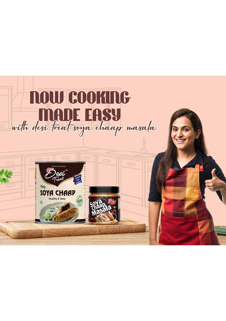 Desi Treat Soya Chaap Masala | Authentic Indian Spice Blend For Rich & Flavorful Curries Gravy, Tikka, Roll Street-Style Dishes 100G Pack