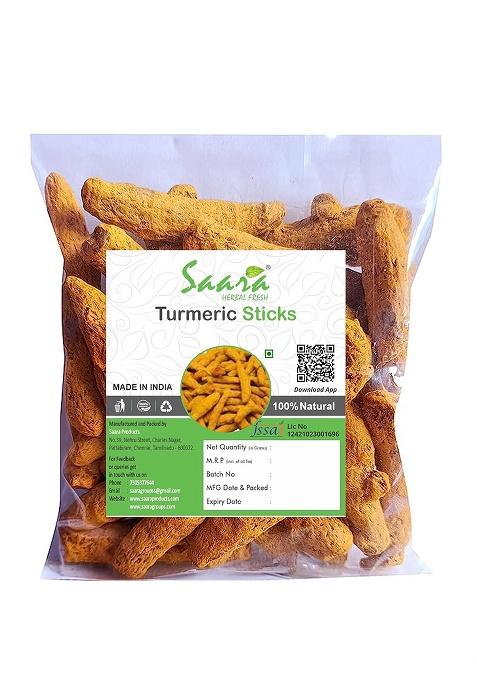 Saara Herbal Fresh Dried Turmeric Sticks,50 Grams, Haldi Kadi, Gatiya, Sabut Haldi,(Pack Of 1 X 50 Grams)