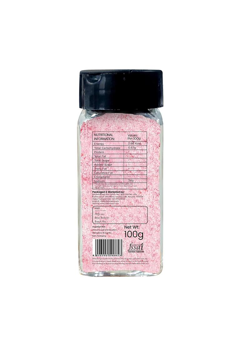 Chef Urbano Himalayan Pink Salt Sprinkler 100G | Pure & Natural Mineral Rich Low Sodium Packed With 84 Minerals Glass Bottle