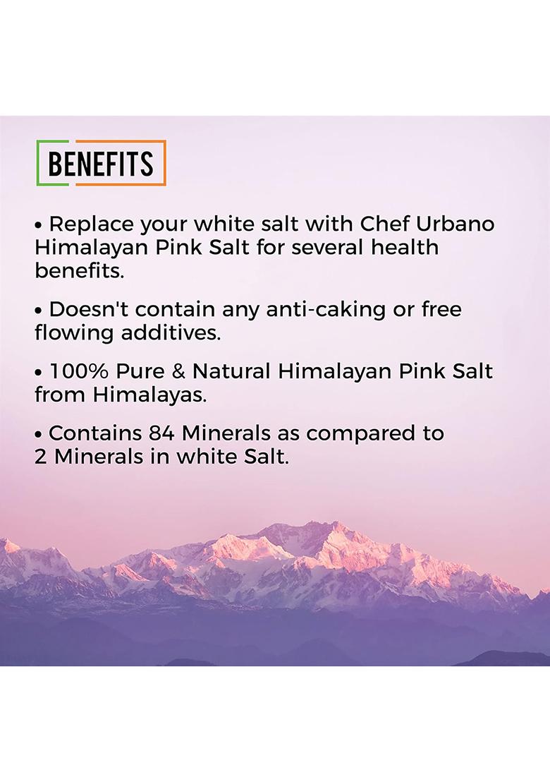 Chef Urbano Himalayan Pink Salt Sprinkler 100G | Pure & Natural Mineral Rich Low Sodium Packed With 84 Minerals Glass Bottle
