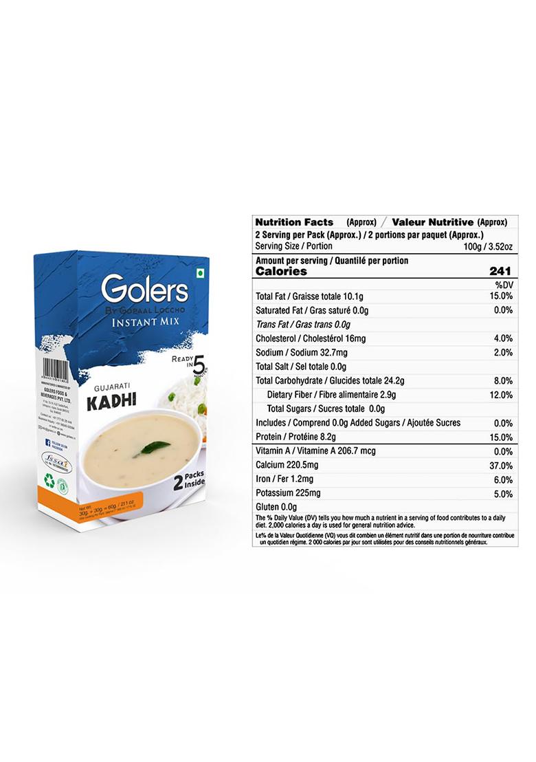 Golers Instant Gujarati Kadhi Premix | Ready To Cook Indian Food Just Heat And Eat No Added Preservative 60Gm (Pack Of 3)