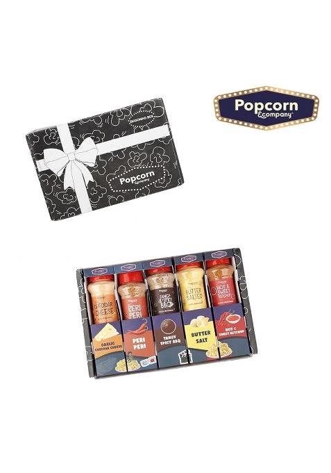 Popcorn & Company Seasoning Powder (Pack Of 5, 390Gm) Butter Salt 110G, Garlic Cheddar Cheese, Tangy Spicy Bbq, Hot Sweet Ketchup Peri (70G Each) Seasonings For Popcorn, Pasta, Pizza Fries