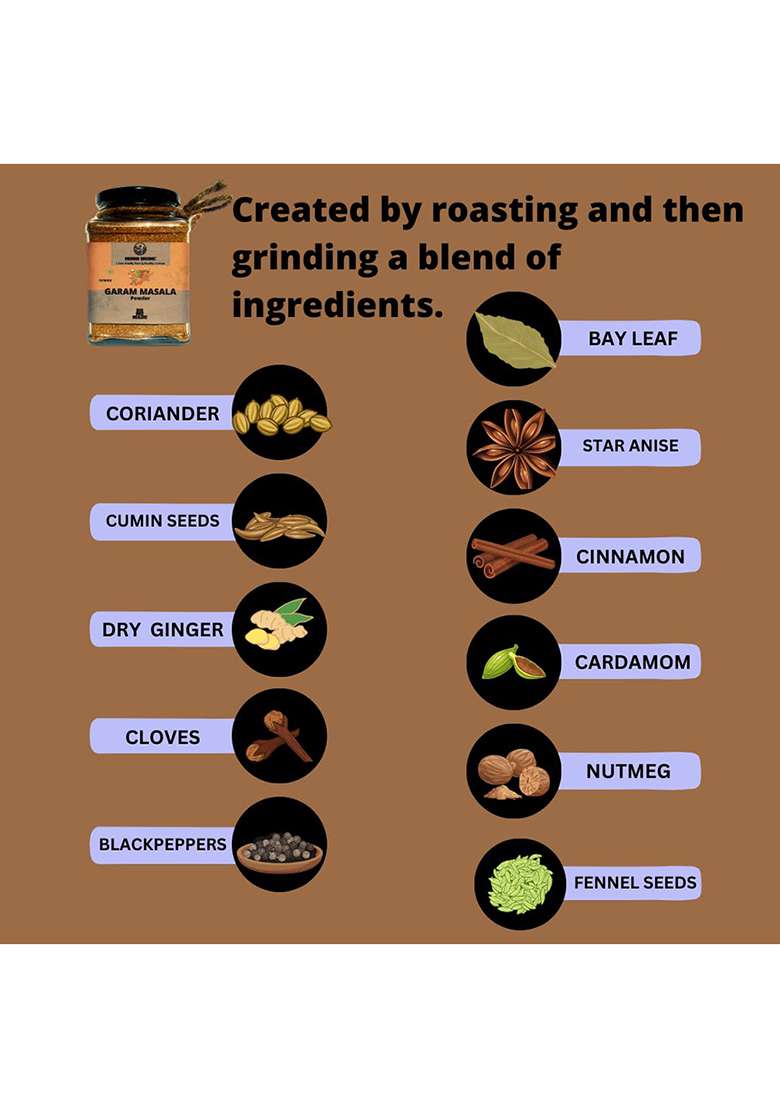 Indiana Organic Garam Masala Powder - 150 Gram Freshly Pack On Order | No Red Chilli Onion And Garlic. - Indya