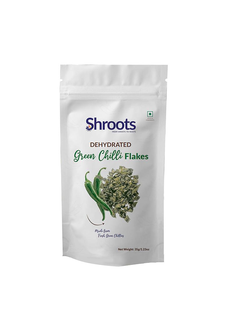 Shroots Dehydrated Green Chilli | 100% Natural Dried Chilies Perfect For Cooking, Seasoning And Spice Mixes 35G Each, (Pack Of 1)