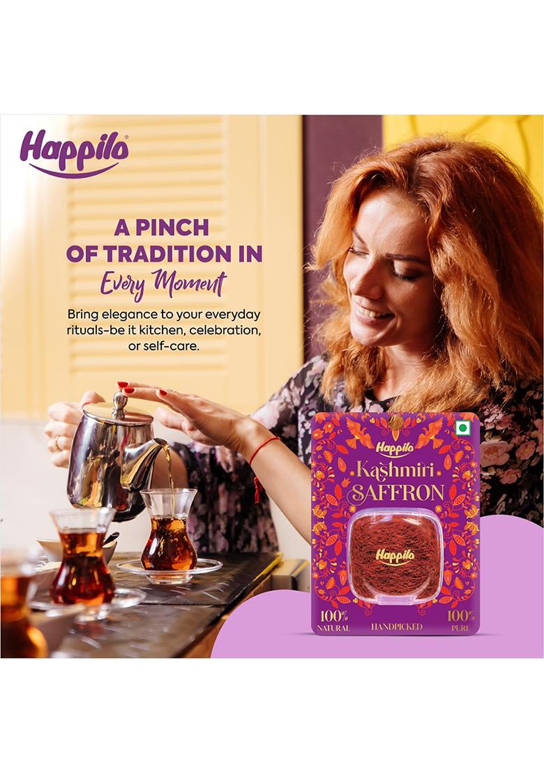 Happilo Premium Kashmiri Saffron .5G, Handpicked Pure Kesar For Pooja, Finest A++ Grade, Whole Threads Golden Milk, Cooking Biryani