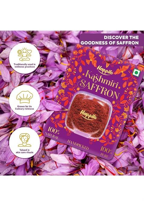 Happilo Premium Kashmiri Saffron .5G, Handpicked Pure Kesar For Pooja, Finest A++ Grade, Whole Threads Golden Milk, Cooking Biryani