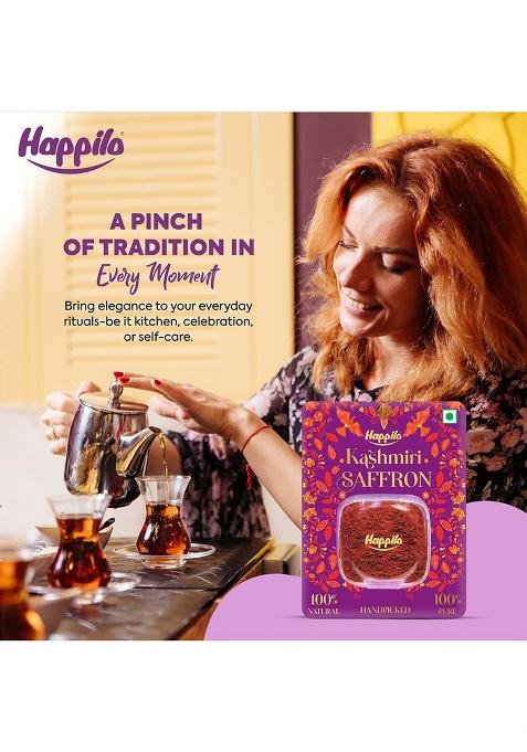 Happilo Premium Kashmiri Saffron .5G, Handpicked Pure Kesar For Pooja, Finest A++ Grade, Whole Threads Golden Milk, Cooking Biryani
