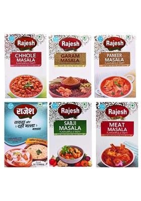 Rajesh Masala Combo Of All Spices - Garam, Chhole, Paneer, Raita And Dahi, Sabzi Meat | With Natural Ingredients 50 Gram Each (Combo Pack 6)