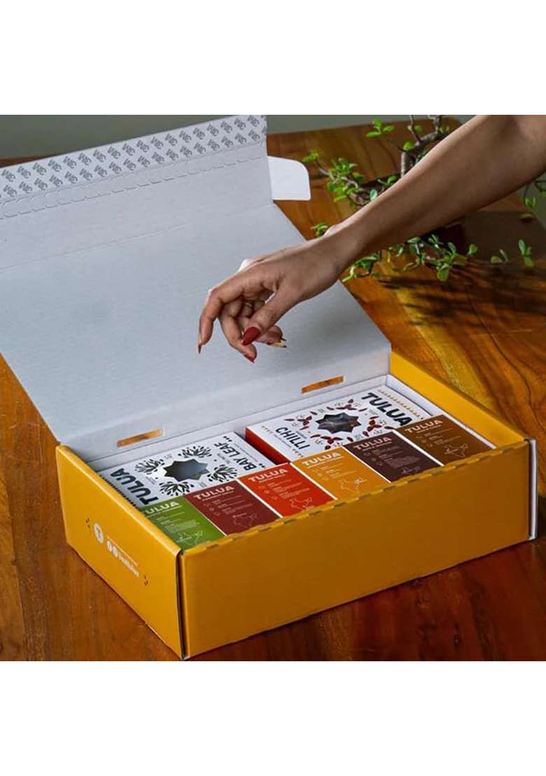 Tulua Premium All-Natural Spices Combo Pack Of 12 | Authentic Indian Flavours Lakadong Turmeric, Kashmiri & Guntur Chilli, Coriander, Cumin, Mustard, Bay Leaf, Cardamom Farm-Sourced Fresh Taste - Indya
