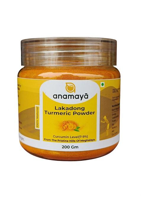 Anamaya Lakadong Turmeric Powder From Meghalaya | High Curcumin Haldi 7 9% Content 200G Natural Packed In A Reusable Food-Grade Jar