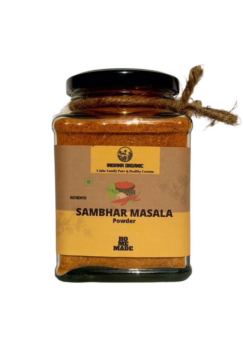 Indiana Organic Sambar Masala Powder -150 Gram | No Onion & Garlic Freshly Pack On Order Zero Added Colours, Fillers, Additives Preservatives - Indya