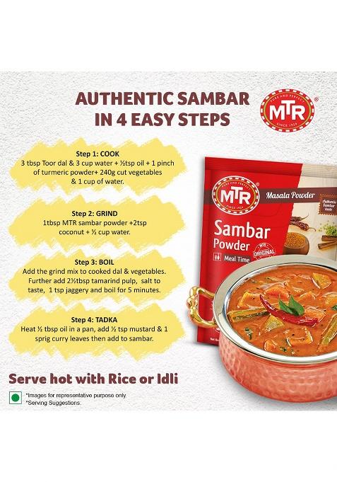 Mtr Sambar Powder | Traditional Masalas Authentic Recipe 100G
