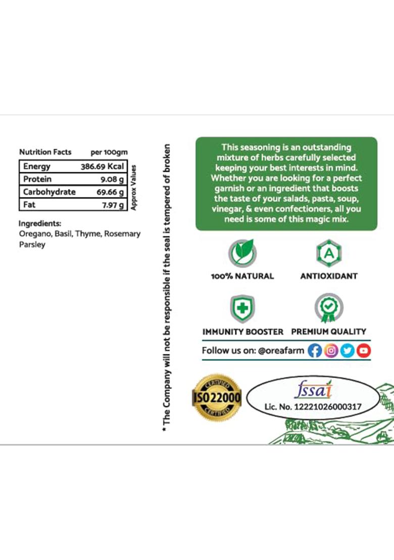 Orea Farm Mixed Herbs 500 G | Culinary Blend Of Dried Oregano, Thyme, Basil, Rosemary And Parsley Herb Perfect For Salad Dressings, Soups Stews, Pizza Pasta Seasoning, Roasted Vegetables, Marinades, Sauces, Breads Pastries Reusable Zipper Bulk Pack