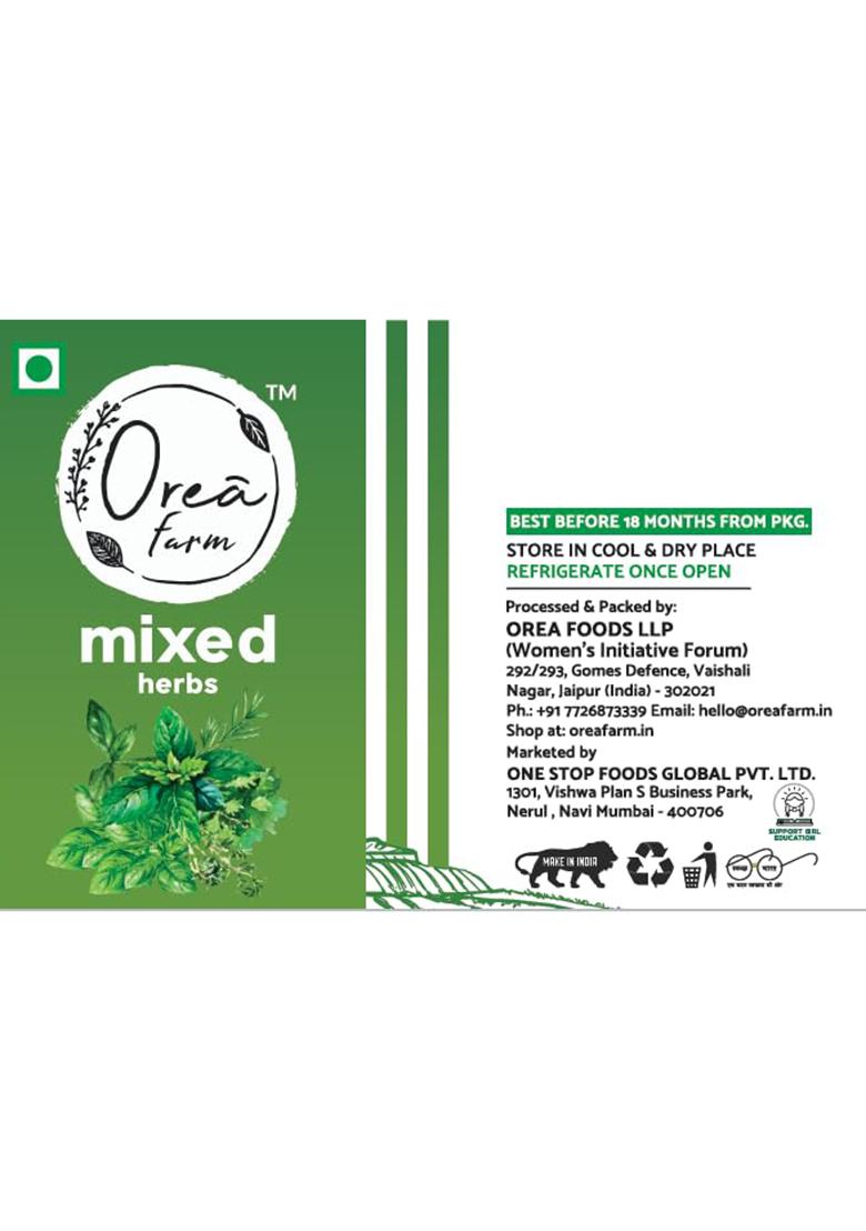 Orea Farm Mixed Herbs 500 G | Culinary Blend Of Dried Oregano, Thyme, Basil, Rosemary And Parsley Herb Perfect For Salad Dressings, Soups Stews, Pizza Pasta Seasoning, Roasted Vegetables, Marinades, Sauces, Breads Pastries Reusable Zipper Bulk Pack