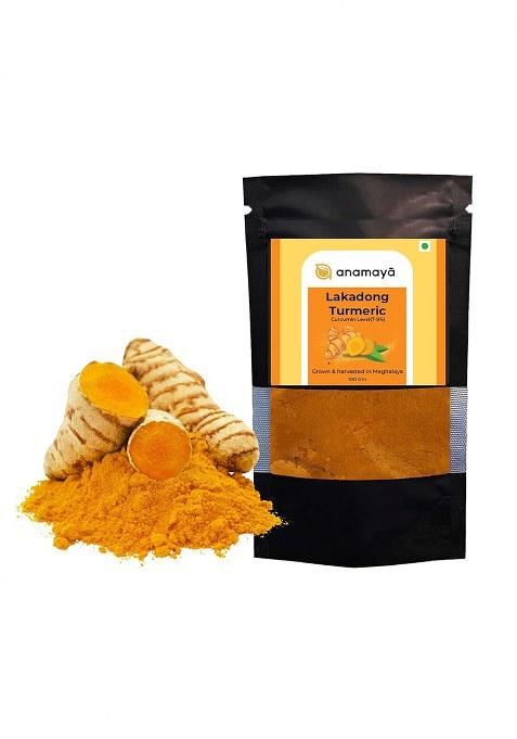 Anamaya Lakadong Turmeric Powder From Meghalaya | High Curcumin Haldi 7 9% Content 100G Natural Packed In A Zipper Pouch For Easy Storage