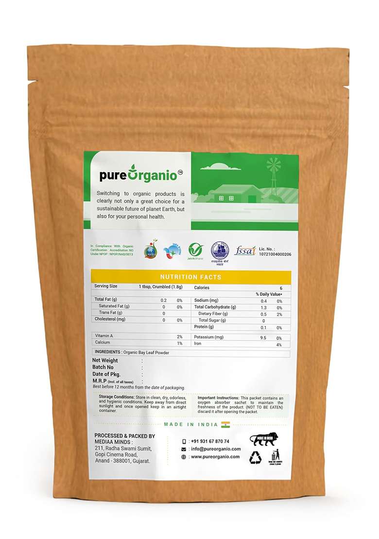Pure Organio Organic Bay Leaf Powder (250 Gm) - Indya
