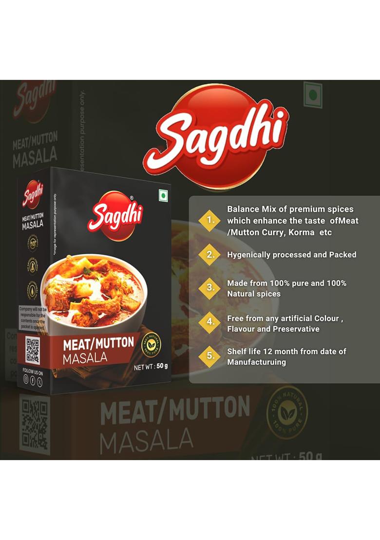 Sagdhi Meat Masala Powder Pack Of 4 (50G Each, Total 200G) | Indian Aromatic Spice Mix For Chicken & Mutton