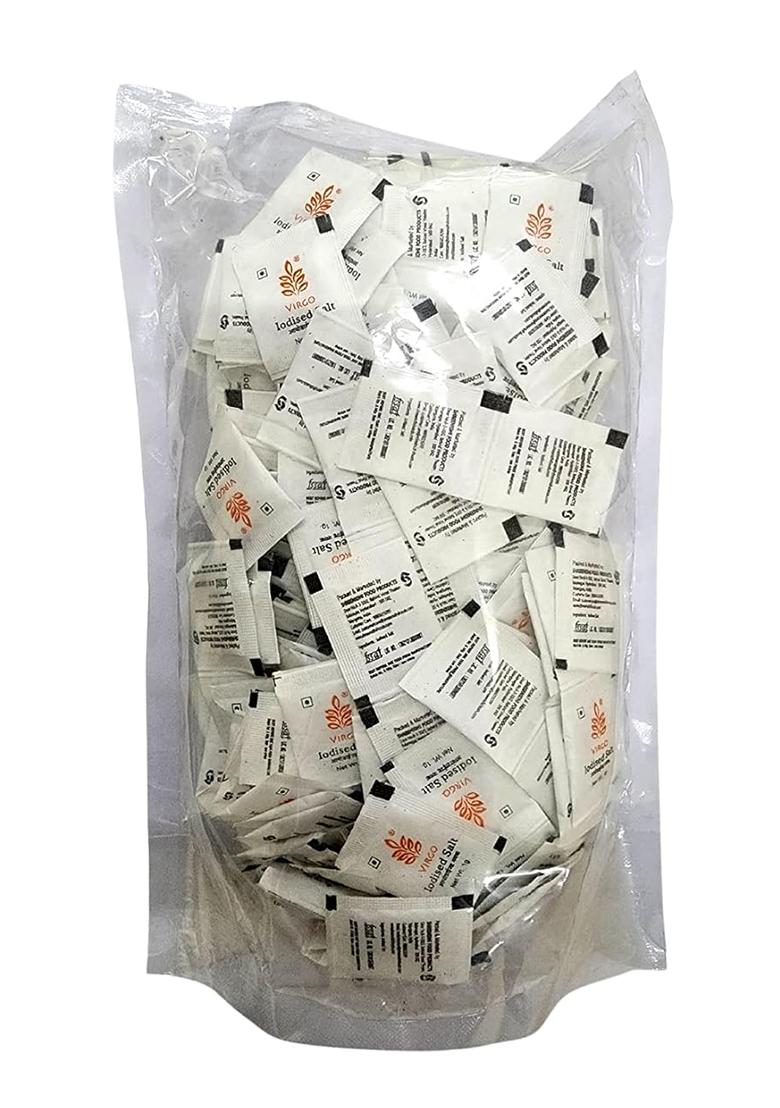 Virgo Iodized Salt Sachets (1G X 250) | Hygienic Mini Pouches Of Pure Travel-Friendly & Easy To Use Instant Taste Enhancer For Food, Salads, Snacks Daily Cooking