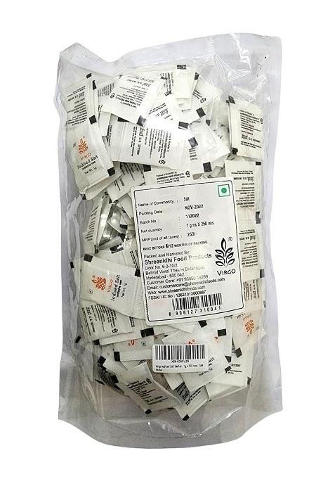 Virgo Iodized Salt Sachets (1G X 250) | Hygienic Mini Pouches Of Pure Travel-Friendly & Easy To Use Instant Taste Enhancer For Food, Salads, Snacks Daily Cooking