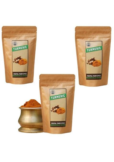 Peepal Farm Organic Turmeric/Haldi Powder - Pack Of 3 (80Gm Each) | Organically & Grown High In Curcumin 100% Natural Raw Unprocessed
