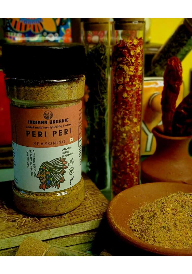 Indiana Organic Peri Seasoning - Preservative Or Flavor Enhancer Free, Packed On Order Freshly Made. 100 Gram, No Onion And Garlic - Indya