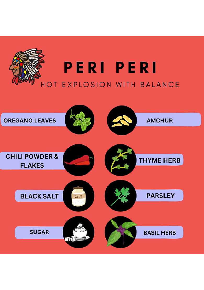 Indiana Organic Peri Seasoning - Preservative Or Flavor Enhancer Free, Packed On Order Freshly Made. 100 Gram, No Onion And Garlic - Indya