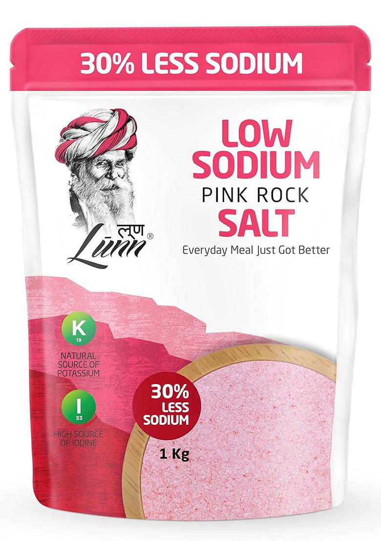 Lunn 30% Low Sodium Pink Rock Salt | 1 Kg Pouch First Time In India Less Sodium, 84+ Natural Minerals Vegan Certified & Microplastic-Free Ideal For Daily Cooking Healthy Living